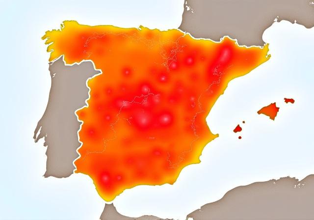 Mapa de calor de España mostrando zonas óptimas para la expansión de una tienda.